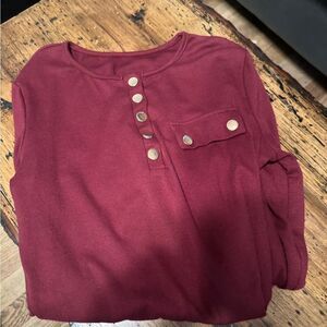 - SHEIN long sleeve tee with gold tone buttons